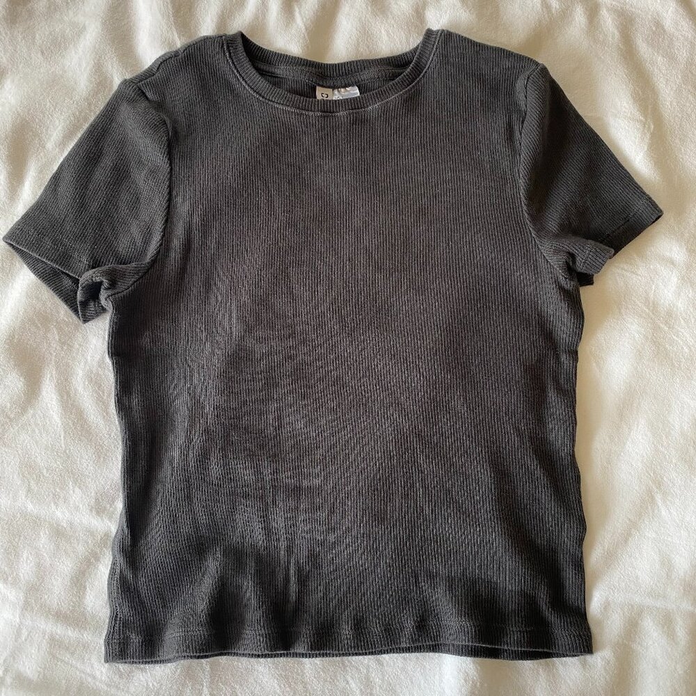 H&M Cropped Fitted Grey Top